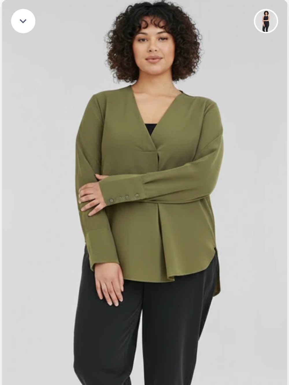 Apt. 9 Olive Draped Surplice Long-Sleeve Blouse